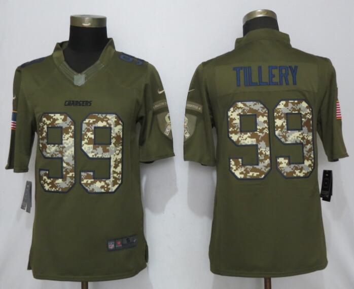 Men Los Angeles Chargers #99 Tillery Green Salute To Service Nike Limited NFL Jerseys->women nfl jersey->Women Jersey
